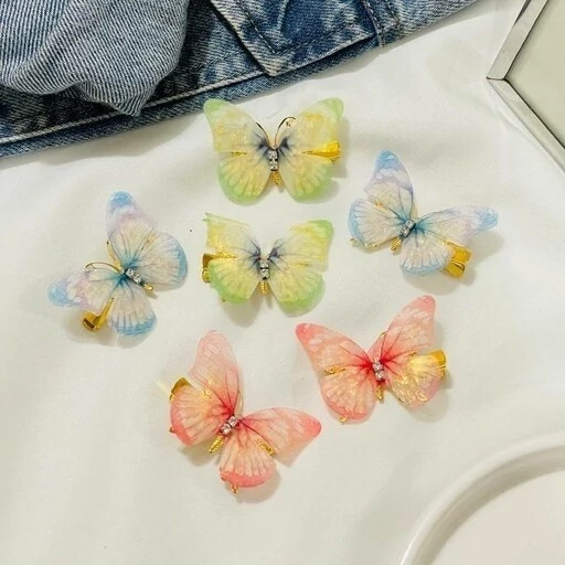 گیره سر فلزی حریر پروانه آبرنگی