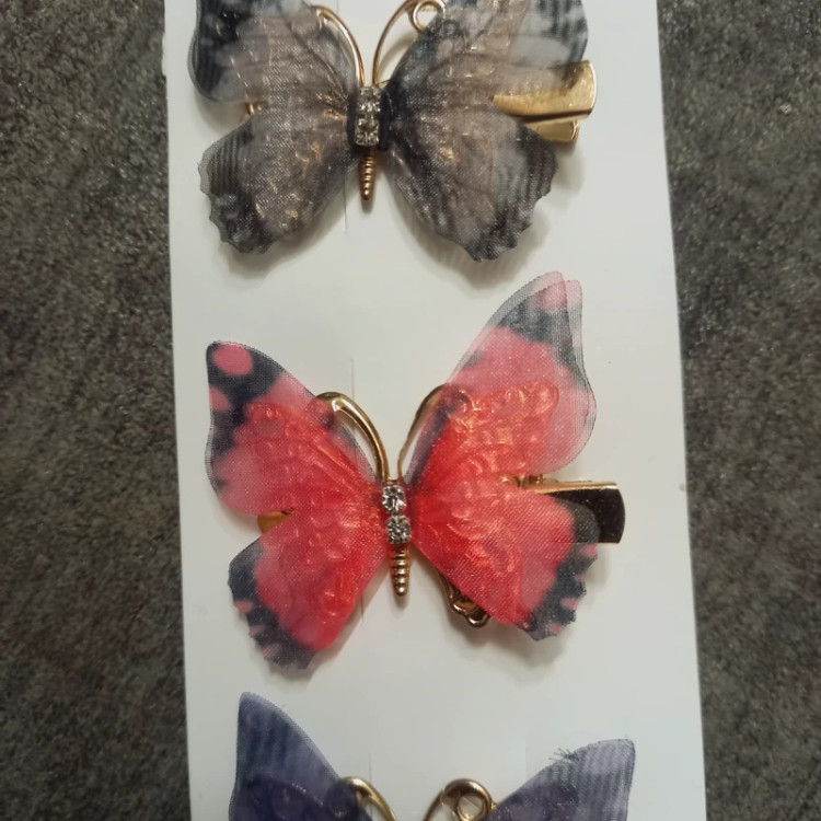 گیره سر فلزی حریر پروانه آبرنگی