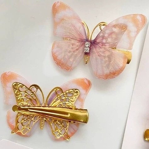 گیره سر فلزی حریر پروانه آبرنگی