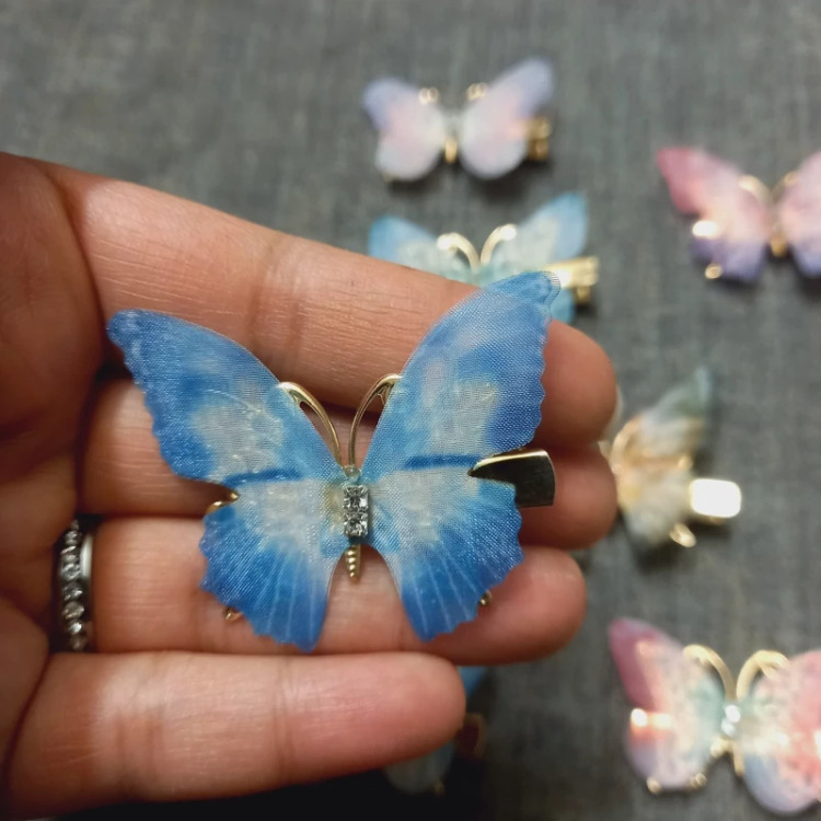 گیره سر فلزی حریر پروانه آبرنگی