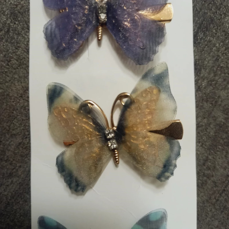 گیره سر فلزی حریر پروانه آبرنگی