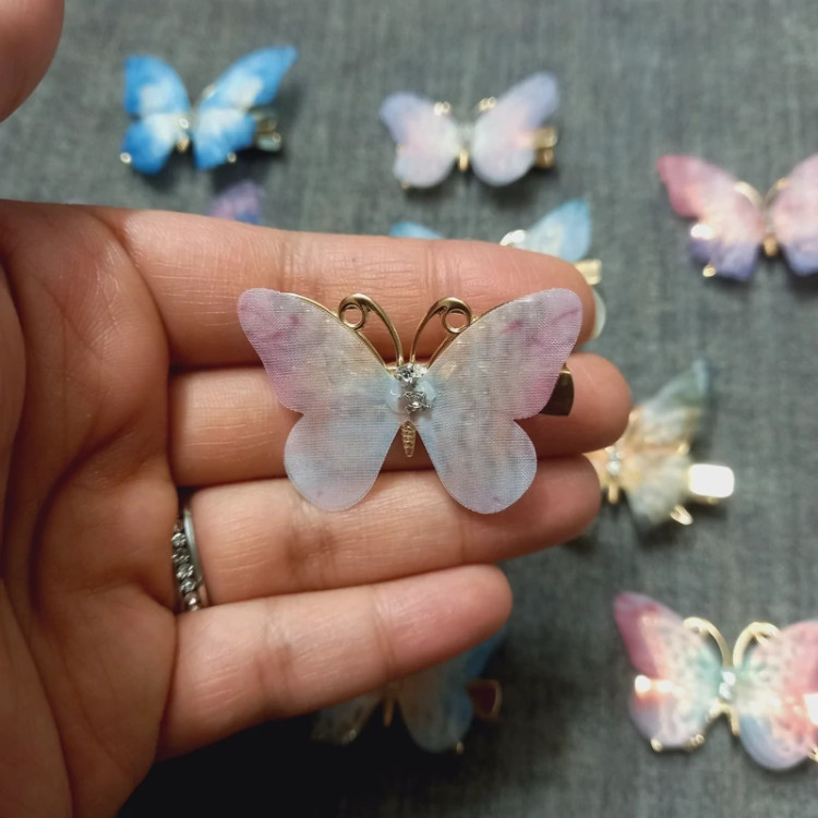 گیره سر فلزی حریر پروانه آبرنگی