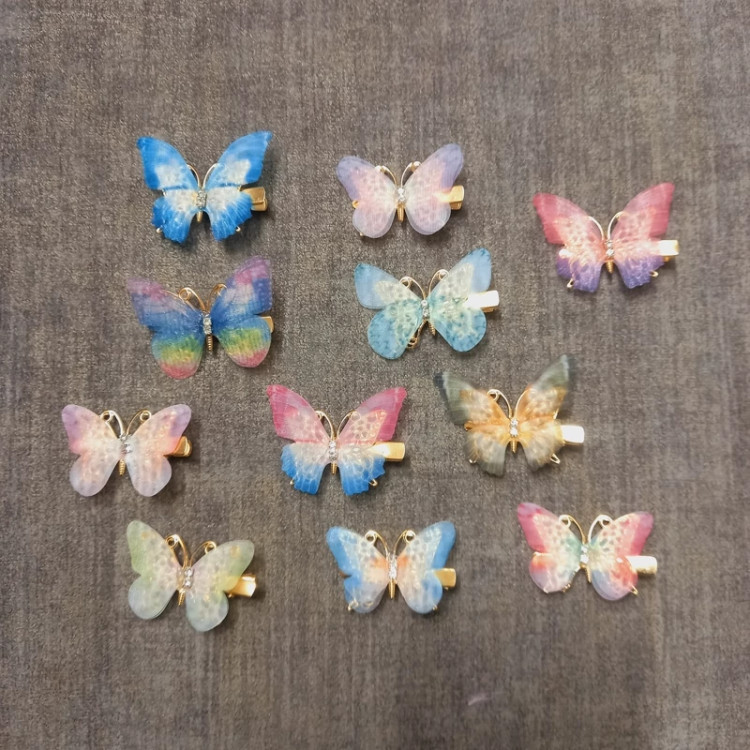 گیره سر فلزی حریر پروانه آبرنگی