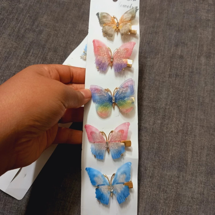 گیره سر فلزی حریر پروانه آبرنگی