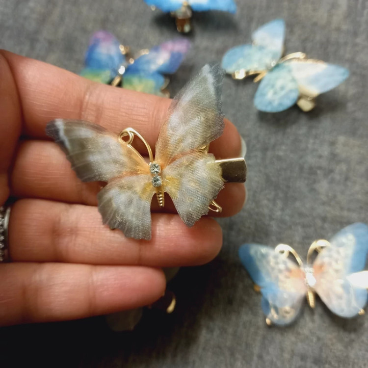 گیره سر فلزی حریر پروانه آبرنگی