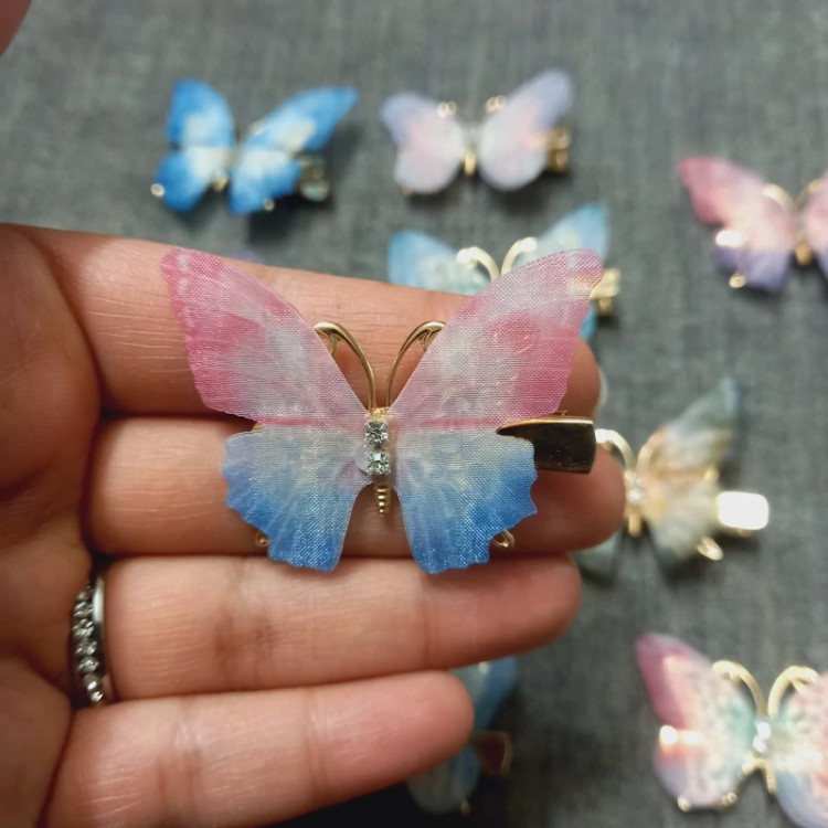 گیره سر فلزی حریر پروانه آبرنگی