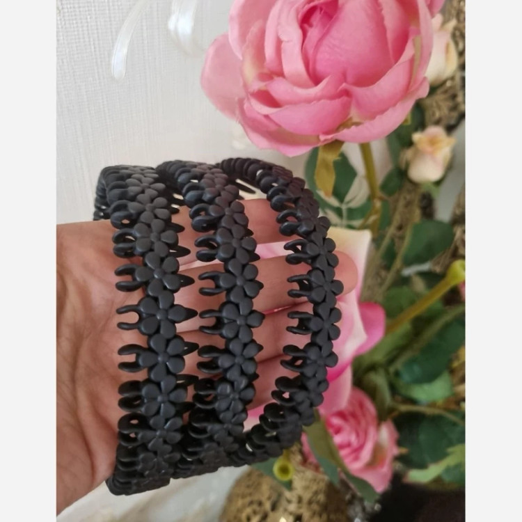 تل مو دخترانه و زنانه گل دار شکوفه شانه دار شمعی و براق مشکی