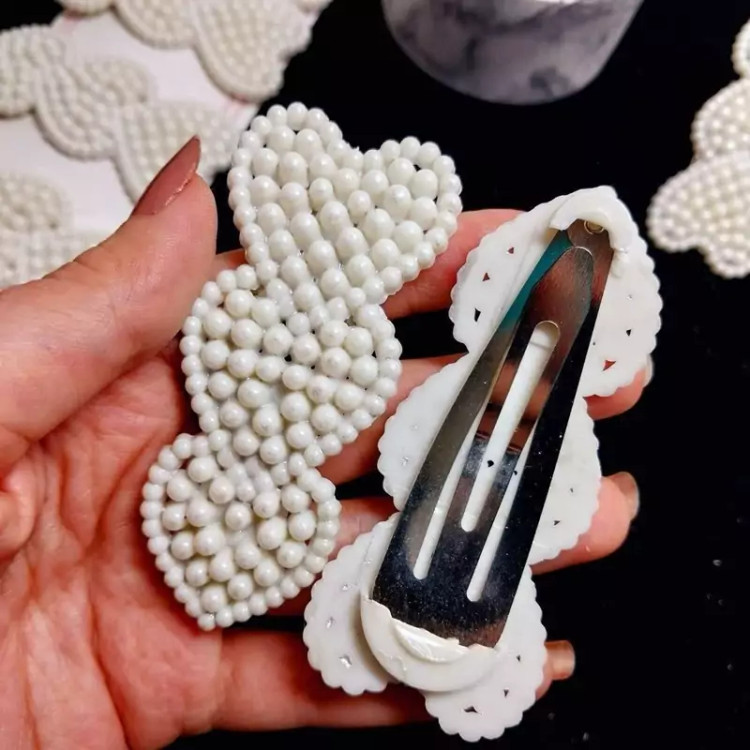 گیره سر تق تقی مرواریدی قلبی عمودی کد 40