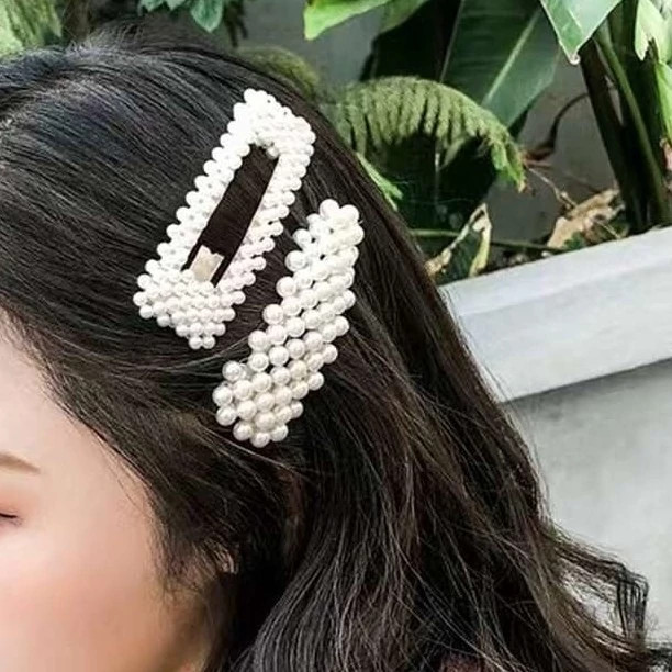 گیره سر تق تقی مرواریدی مستطیل تو خالی