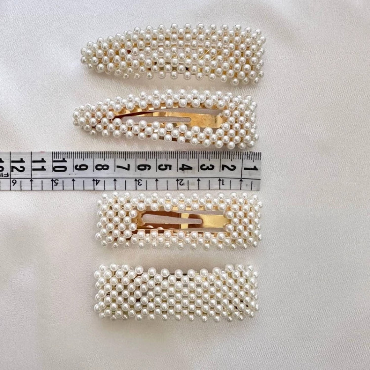 گیره سر تق تقی مرواریدی مستطیل تو خالی