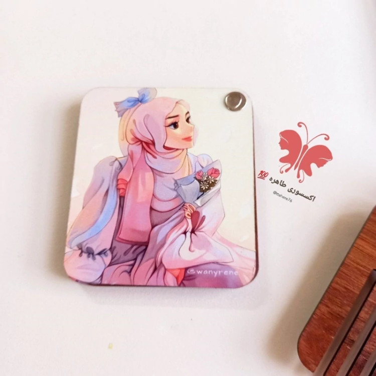 آینه جیبی چوبی شانه دار فانتزی