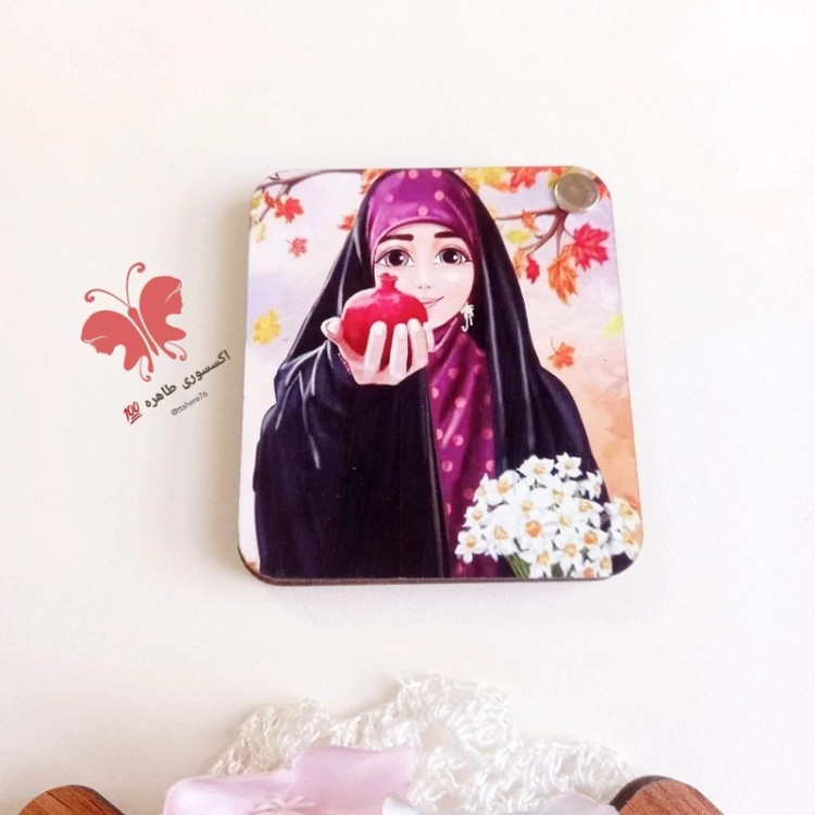 آینه جیبی چوبی شانه دار فانتزی