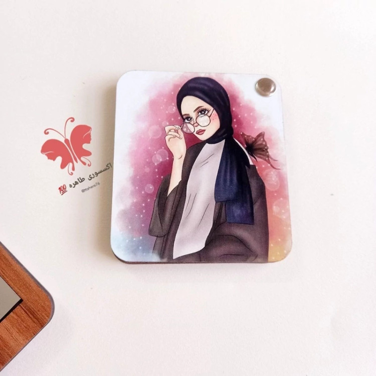 آینه جیبی چوبی شانه دار فانتزی