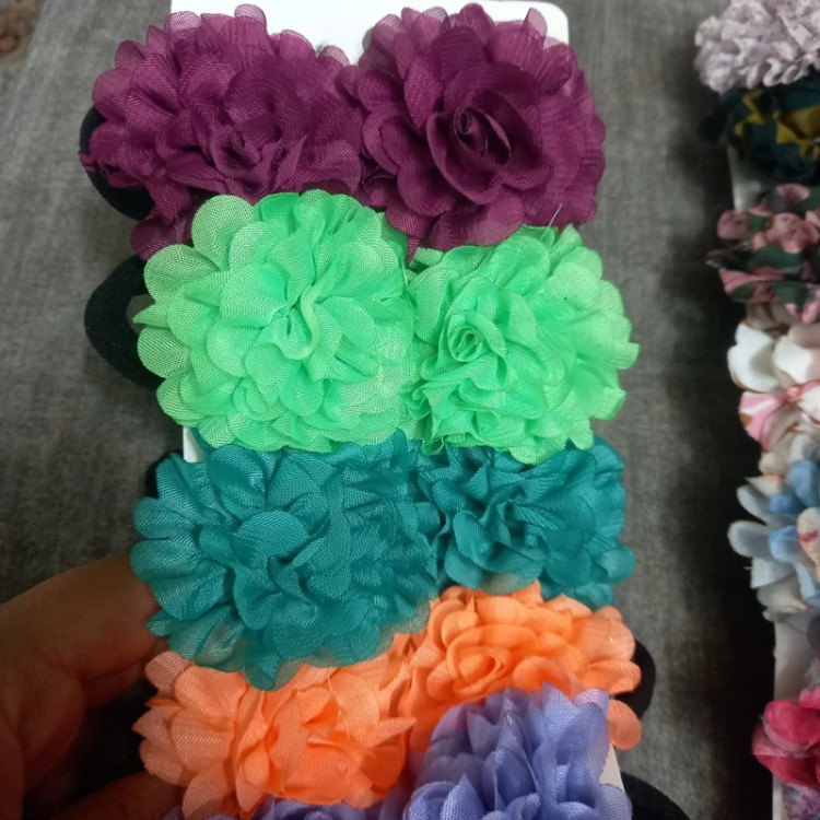 کش مو گل حریر ساده و طرحدار جفتی