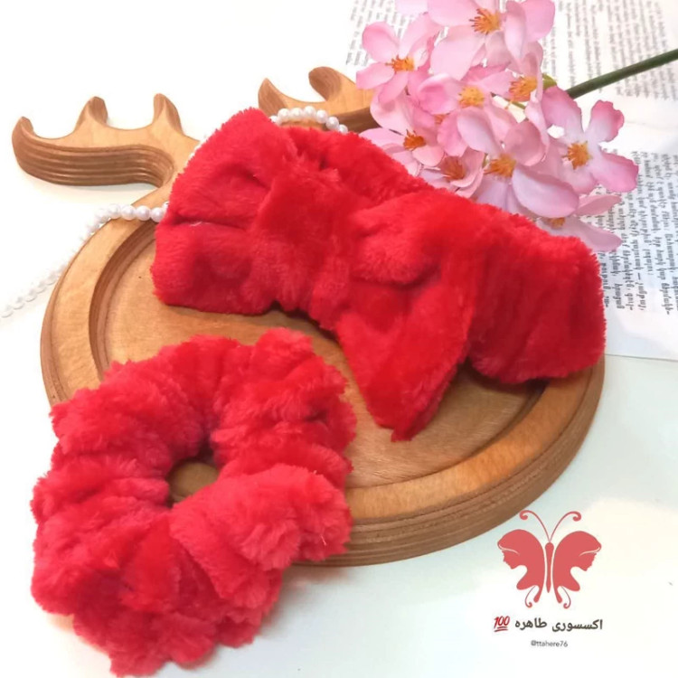 ست تل مو آرایشی و کش مو خز ریلی