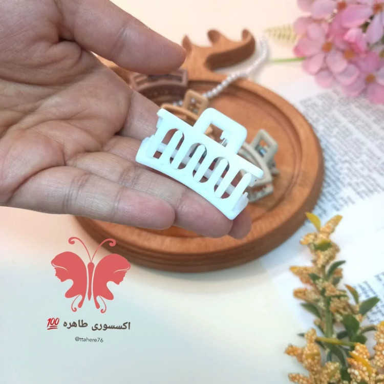 کلیپس مو مستطیل مات کوچک رنگی رنگی و کاراملی