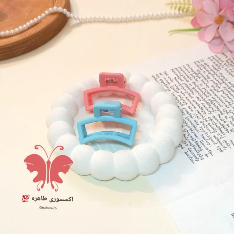 کلیپس مو مستطیل مات کوچک رنگی رنگی و کاراملی