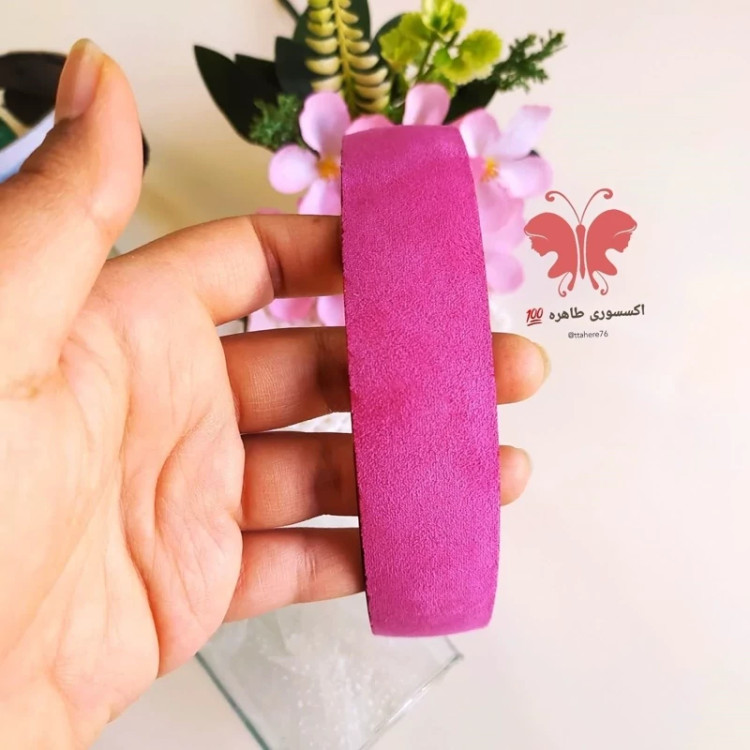 تل مو دخترانه و زنانه پهن جیر یا مخملی سرخابی