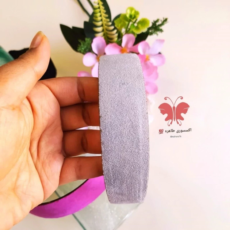 تل مو دخترانه و زنانه پهن جیر یا مخملی توسی طوسی