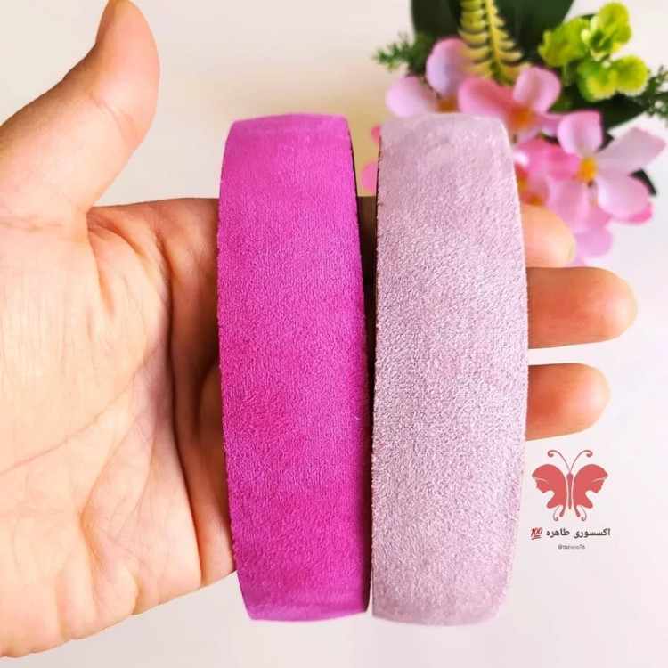 تل مو دخترانه و زنانه پهن جیر یا مخملی صورتی کمرنگ و سرخابی