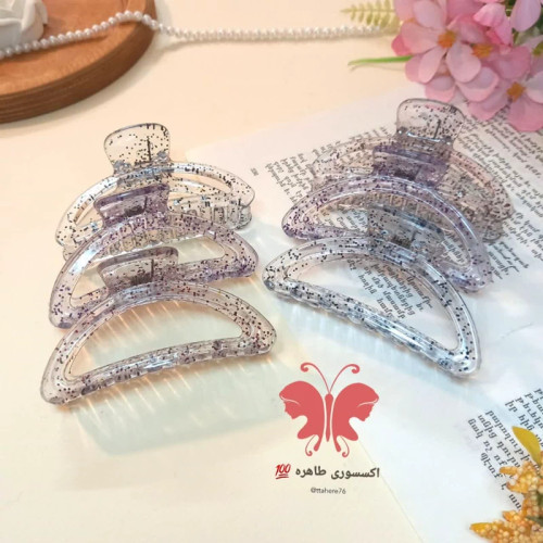 کلیپس مو بیضی توخالی شیشه ای اکلیلی کد 276