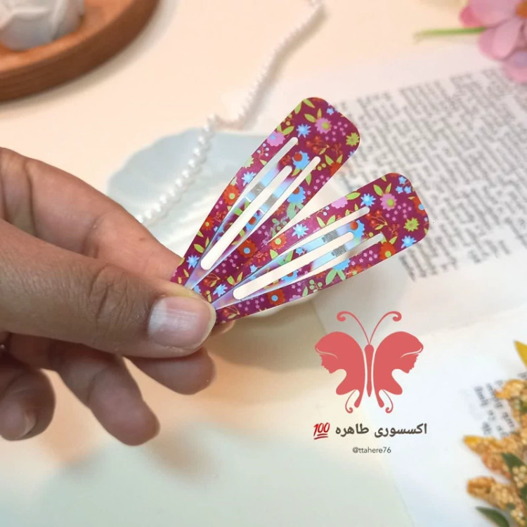 گیره سر تق تقی چاپی کد 8 گل داوودی
