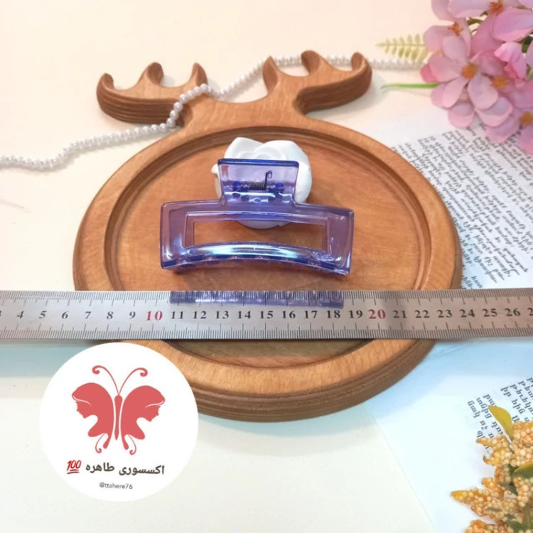 کلیپس مو مستطیل توخالی شیشه ای ساده کد 318