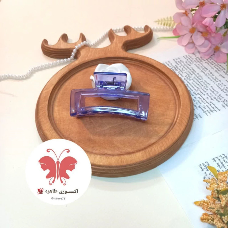 کلیپس مو مستطیل توخالی شیشه ای ساده کد 318