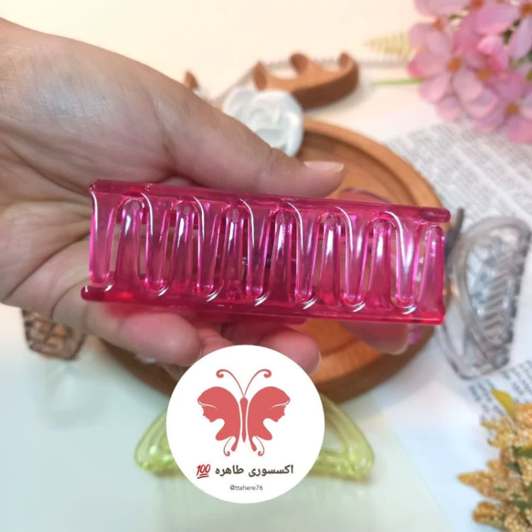 کلیپس مو مستطیل توخالی شیشه ای ساده کد 318