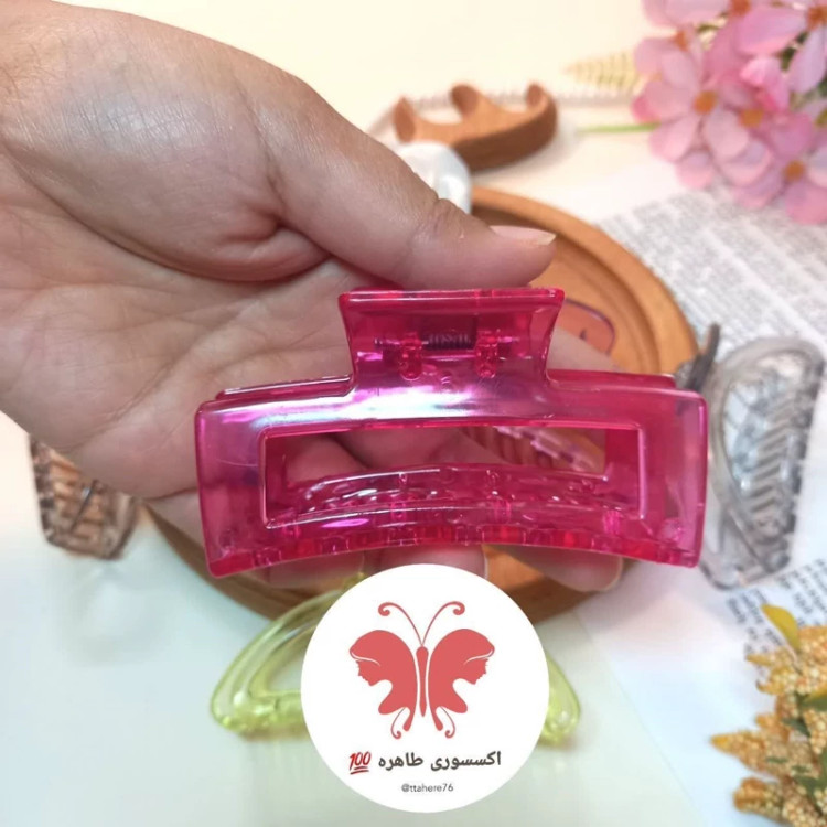 کلیپس مو مستطیل توخالی شیشه ای ساده کد 318