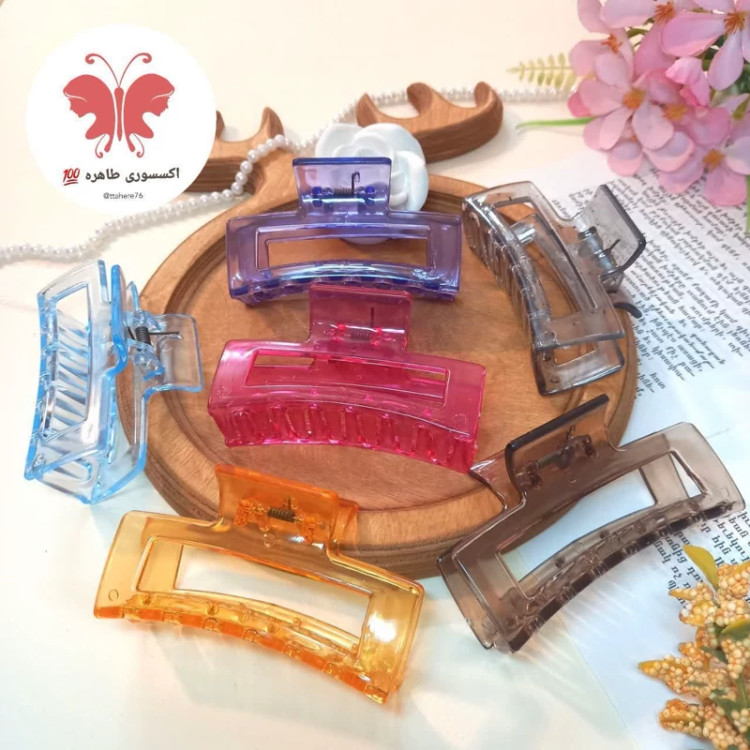 کلیپس مو مستطیل توخالی شیشه ای ساده کد 318