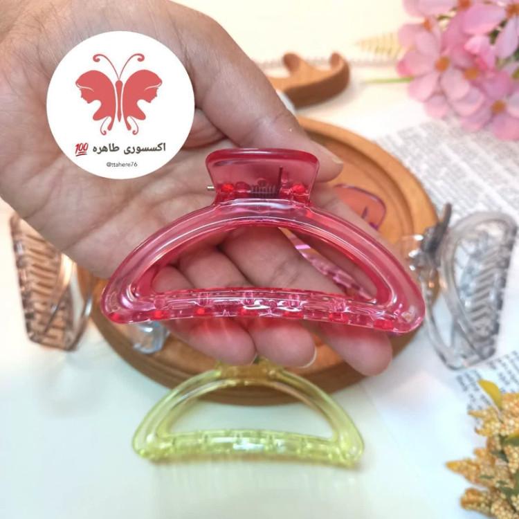 کلیپس مو بیضی توخالی شیشه ای ساده کد 332