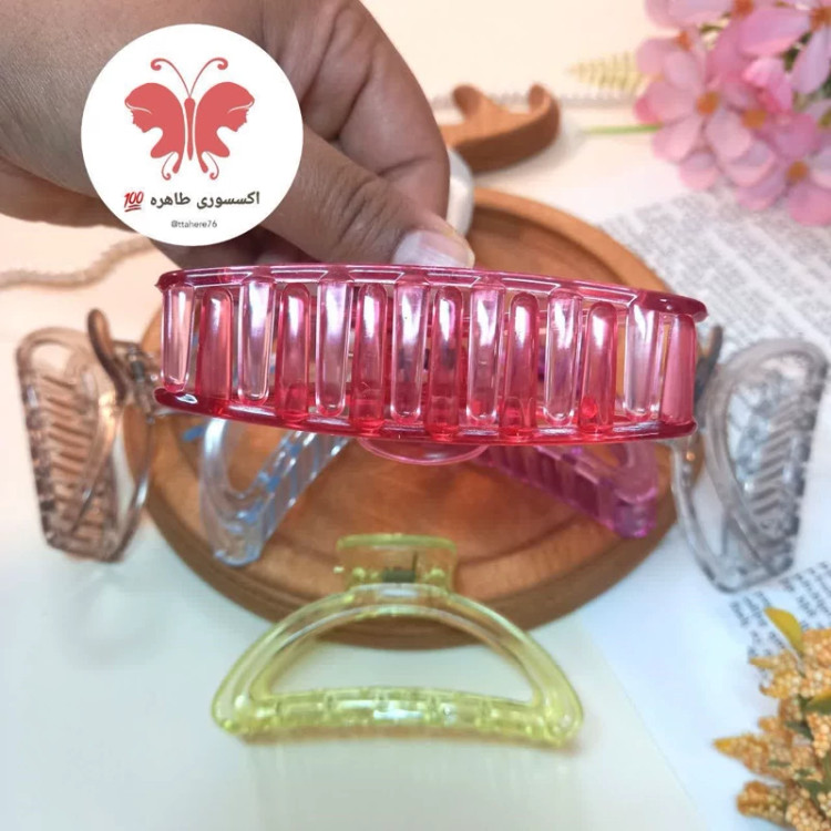 کلیپس مو بیضی توخالی شیشه ای ساده کد 332