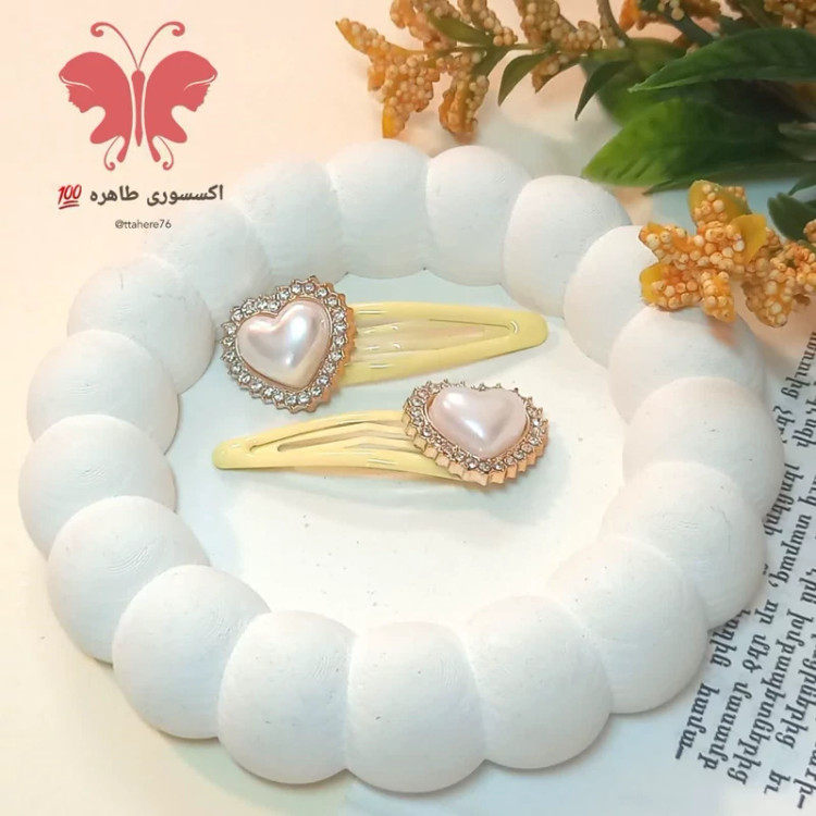 گیره سر تق تقی نگین قلبی جفتی