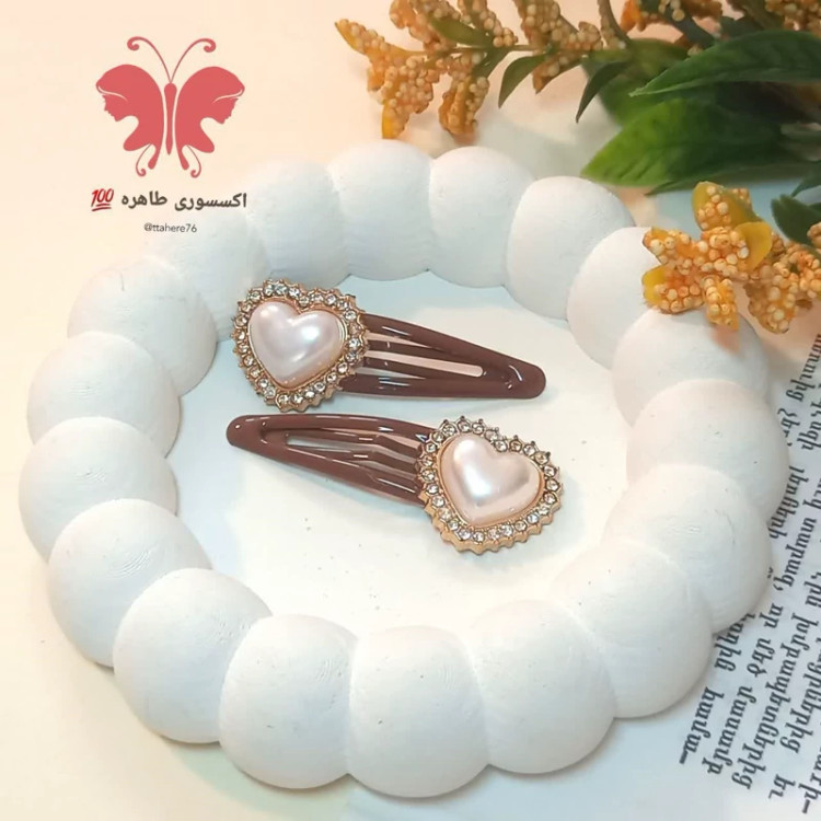 گیره سر تق تقی نگین قلبی جفتی