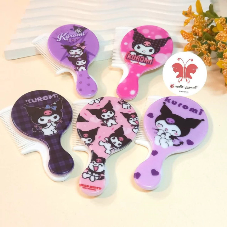 ست آینه دسته دار و شانه کرومی آینه کرومی آینه بچگانه آینه دخترانه