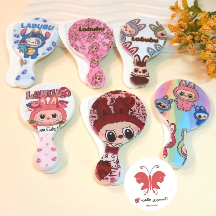 ست آینه دسته دار و شانه لبوبو آینه لبوبو