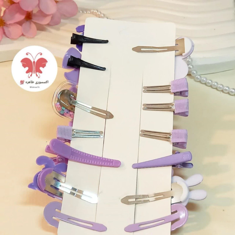 پک گیره سر 14 عددی سرخابی خرسی توت فرنگی گل خرگوشی پاپیونی گیره سر آکواریومی گیره سر تق تقی گیره سر انبری