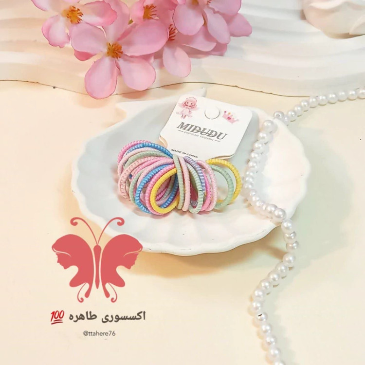 کش مو قیطونی 20 عددی رنگی پاستیلی کاراملی