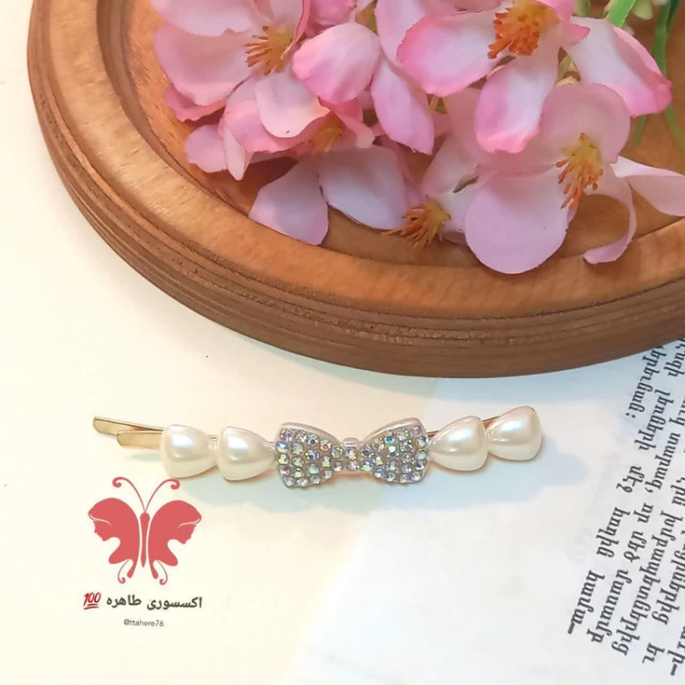 سنجاق مو مدل پاپیون نگین دار کد 379