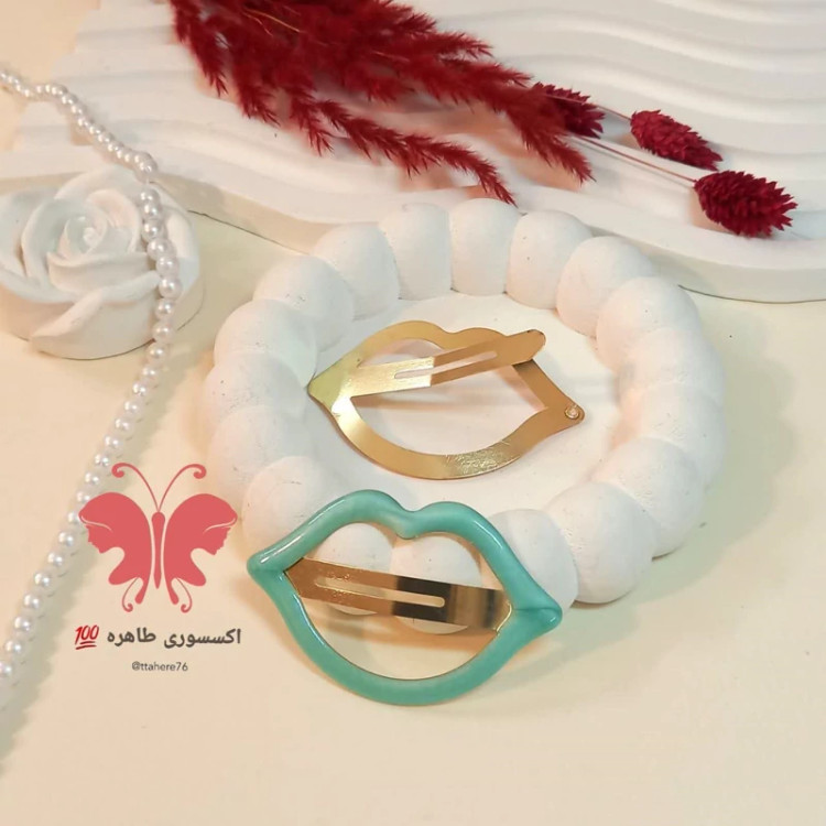 گیره سر تق تقی طرح لب خیلی بزرگ سبز