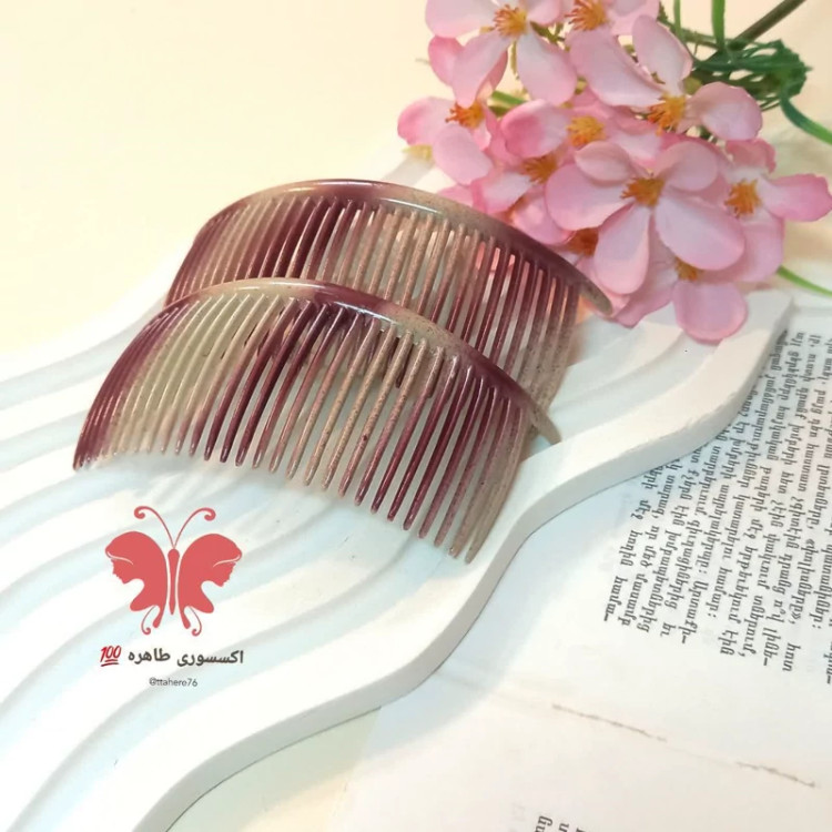 شانه مو زلفی بزرگ رنگی قرمز و طلایی و کرم کد 391