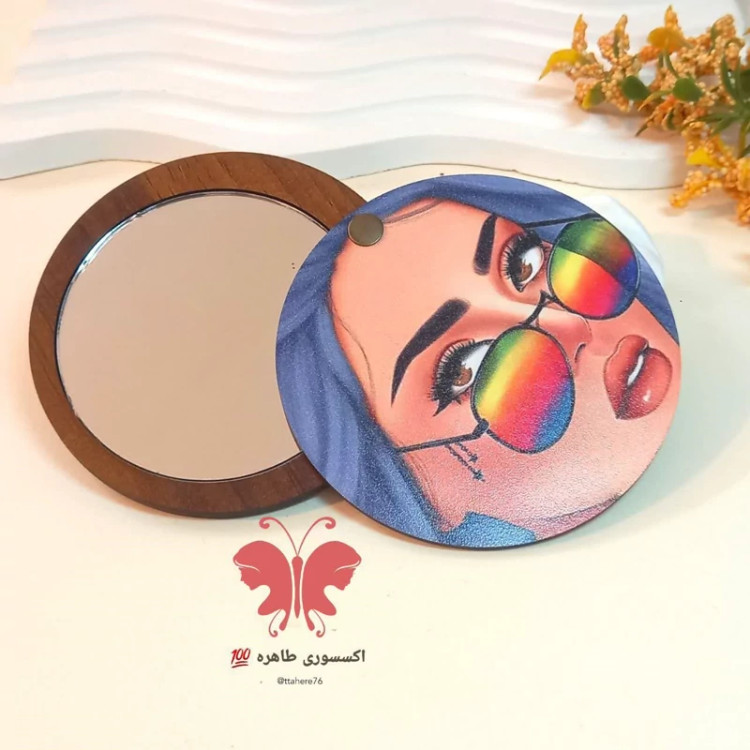 آینه جیبی گرد بزرگ عکس چهره