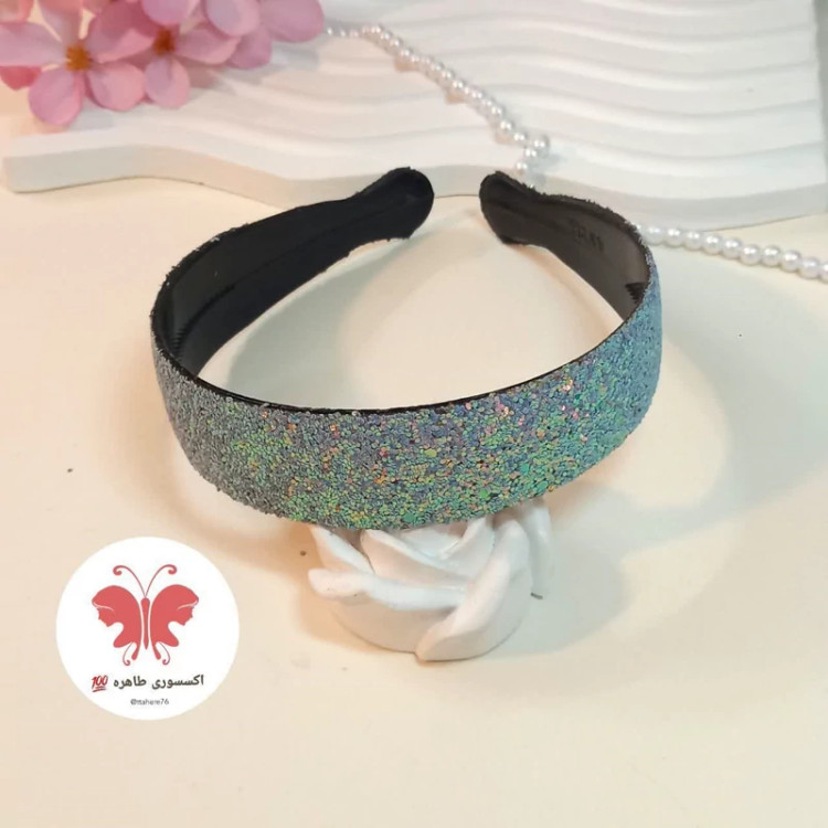 تل مو دخترانه و زنانه پهن گلیتری یا اکلیلی نقره ای