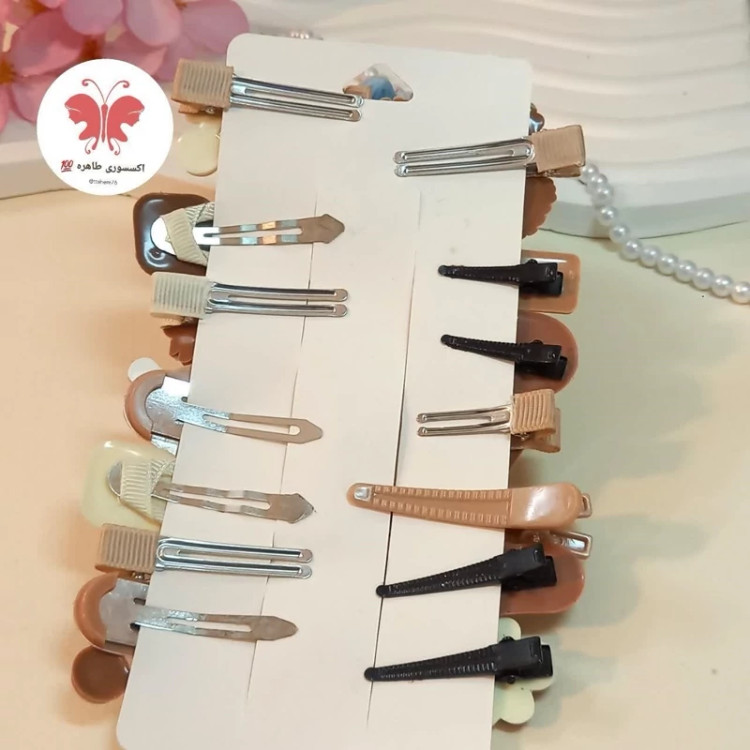 پک گیره سر 14 عددی کرم قهوه ای