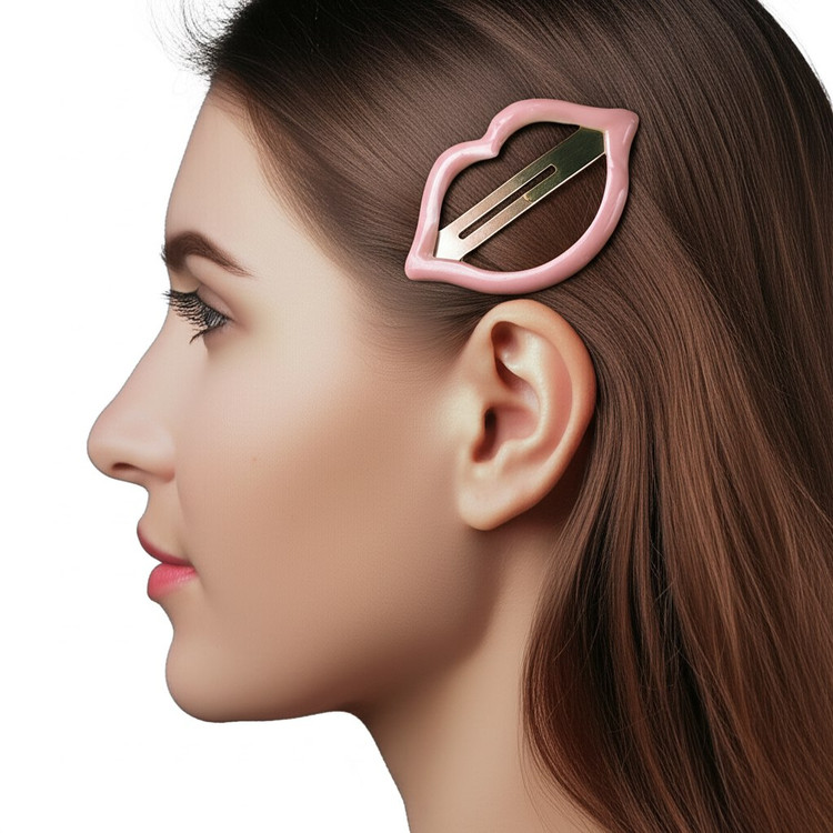 گیره سر تق تقی طرح لب خیلی بزرگ صورتی