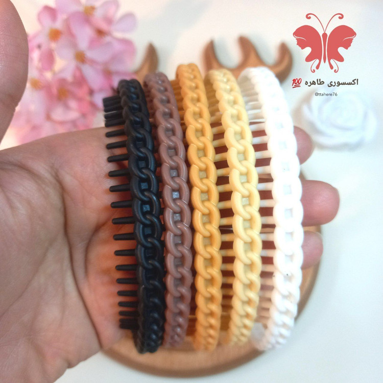 تل مو باریک بافت یا زنجیری یا کارتیر دخترانه و زنانه کرم قهوای