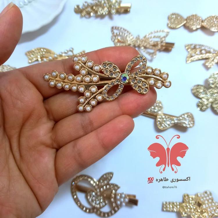 گیره سر فلزی انبری طرح دار کد ۱۲۳