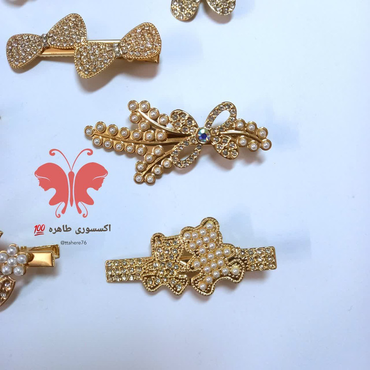 گیره سر فلزی انبری طرح دار کد ۱۲۳