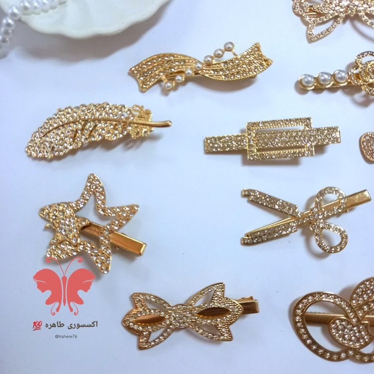 گیره سر فلزی انبری طرح دار کد ۱۲۳